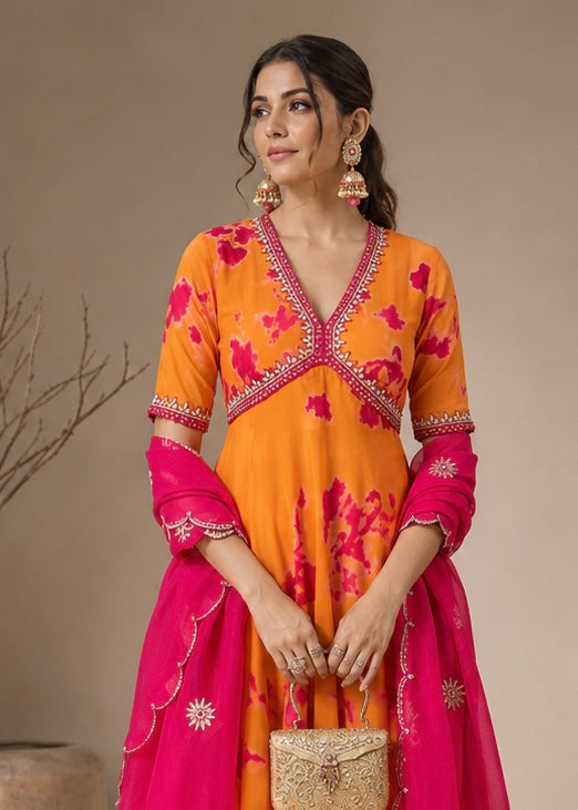 Printed Top with Palazzo & Dupatta