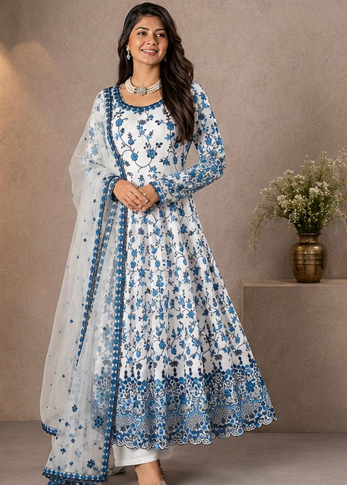 Flowery Embroidered anarkali set