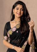 KHASSVESHH BLACK GEORGETTE SAREEE