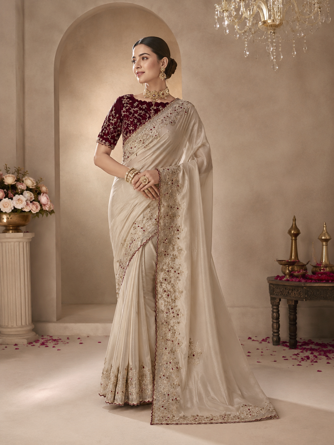 Khassveshh fandyy stain saree with blouse