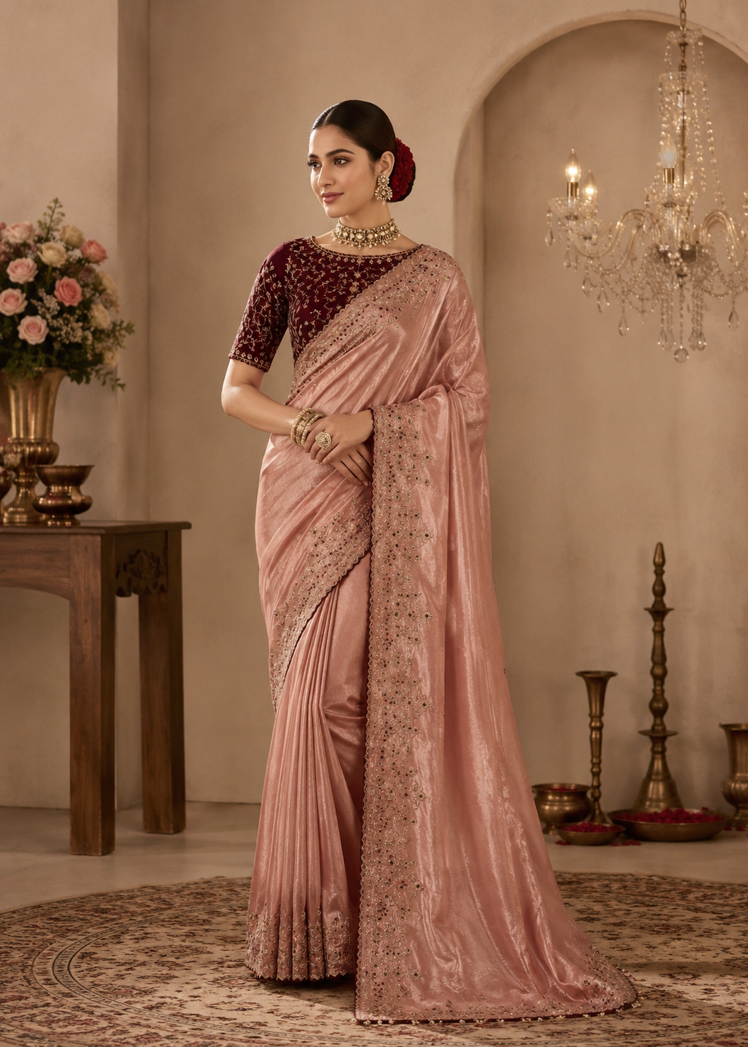 Khassveshh fandyy stain saree with blouse