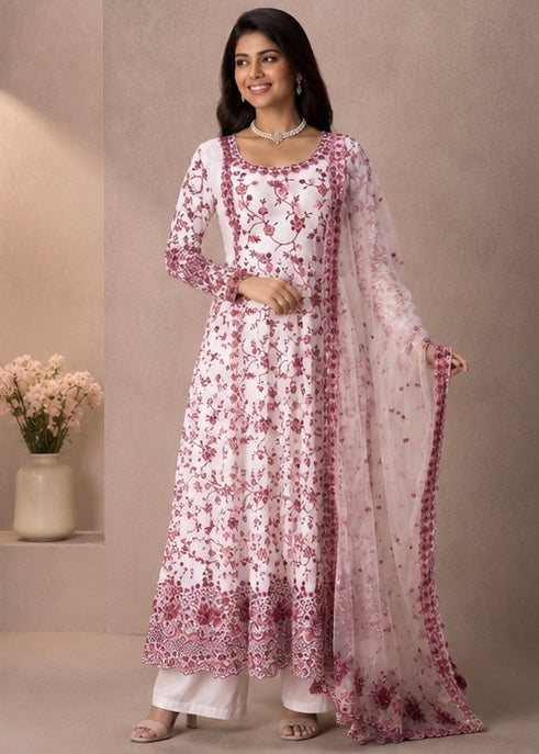 Flowery Embroidered anarkali set