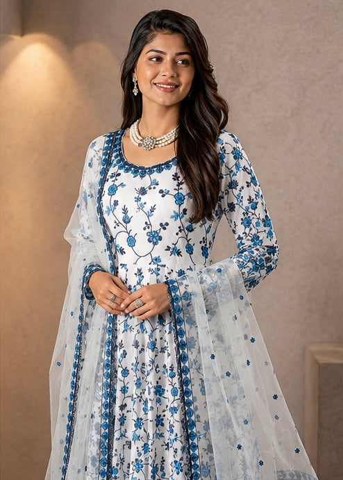 Flowery Embroidered anarkali set