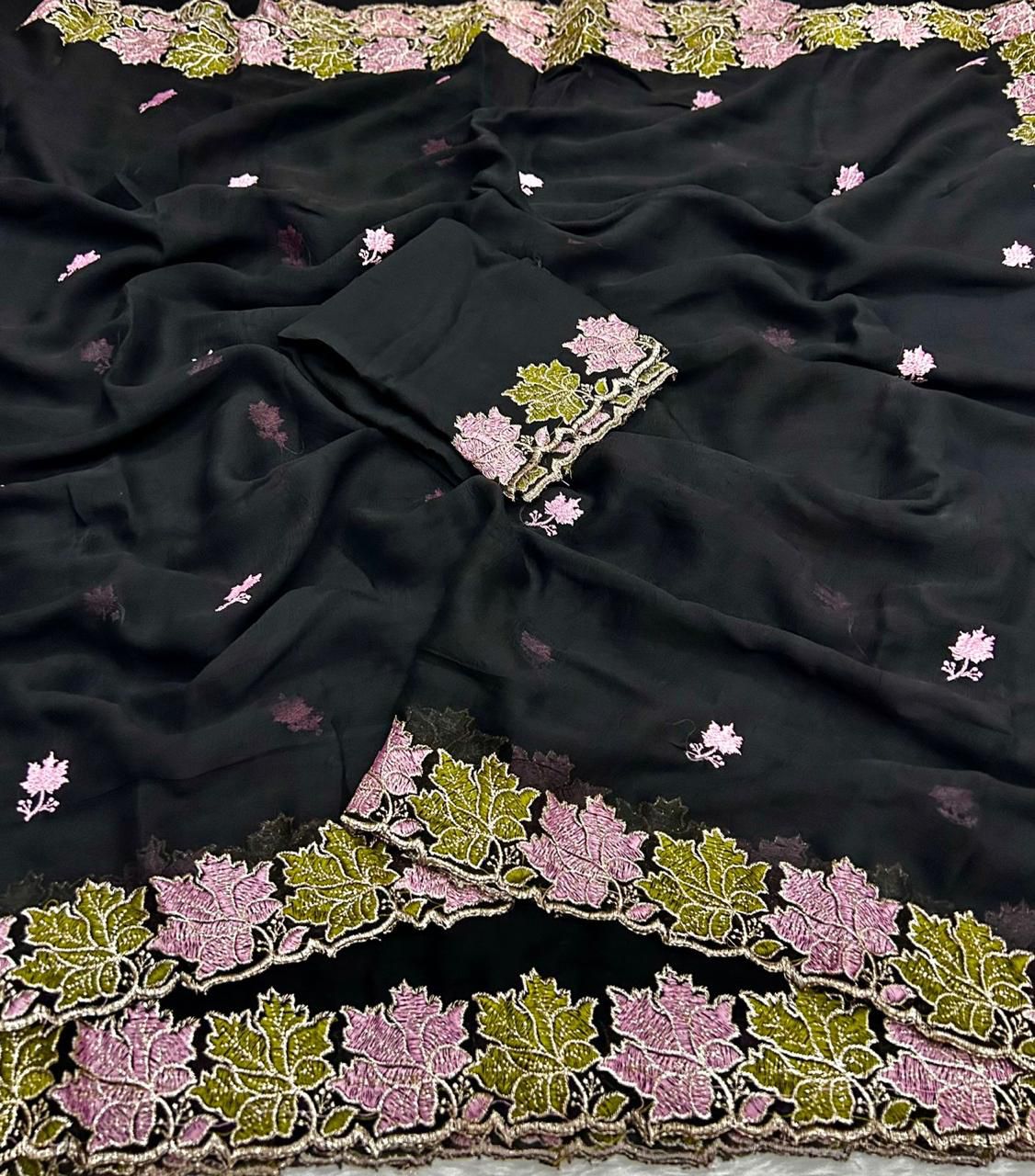KHASSVESHH BLACK GEORGETTE SAREEE