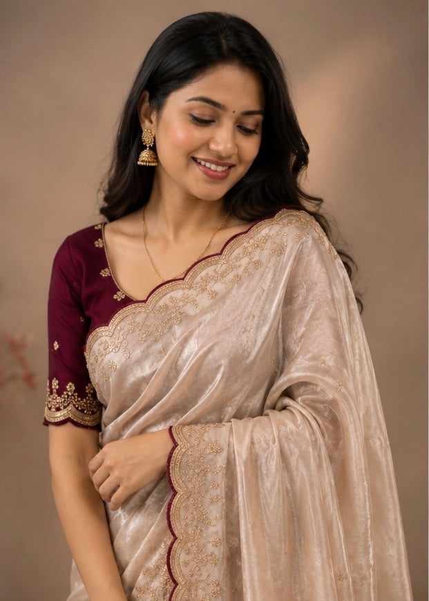 Fendy Sattin Sequence Work Saree