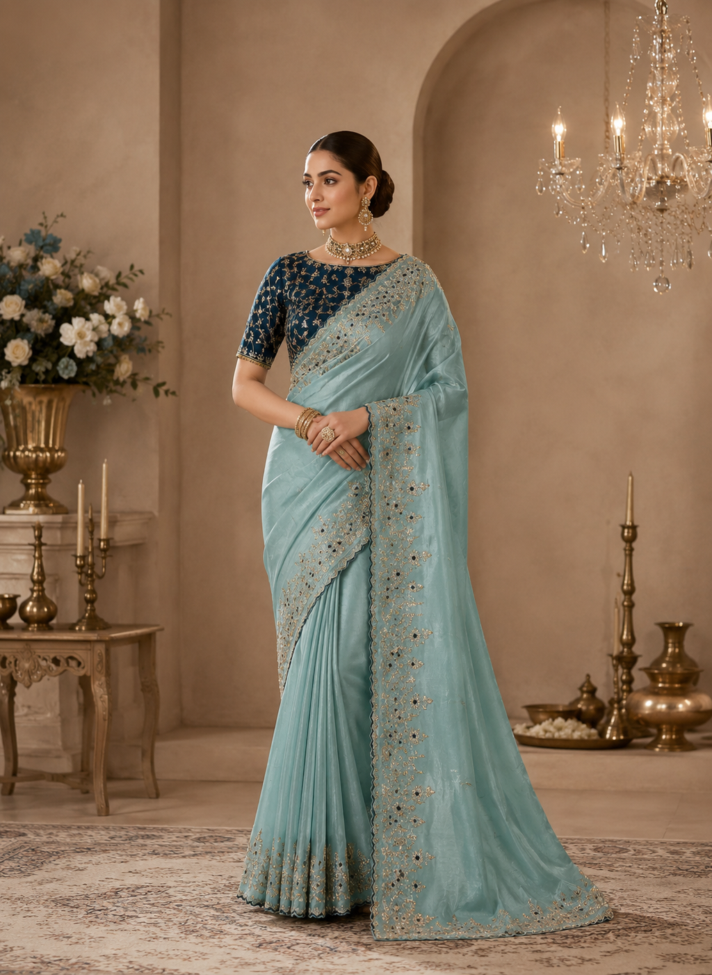 Khassveshh fandyy stain saree with blouse