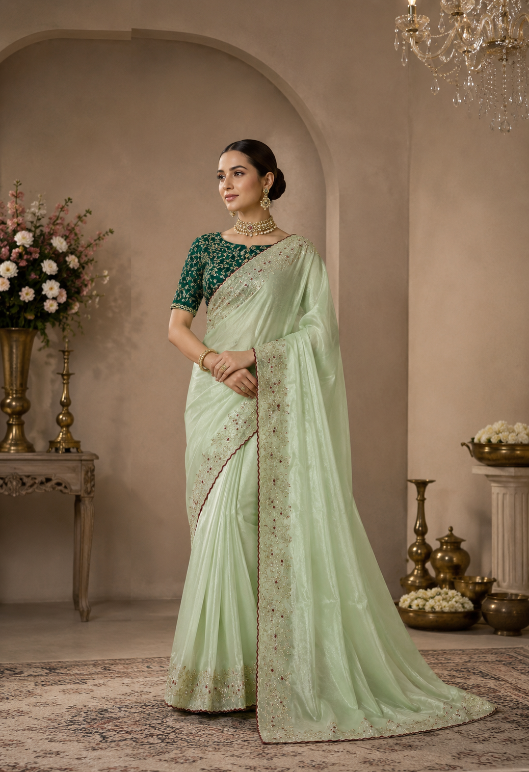 Khassveshh fandyy stain saree with blouse
