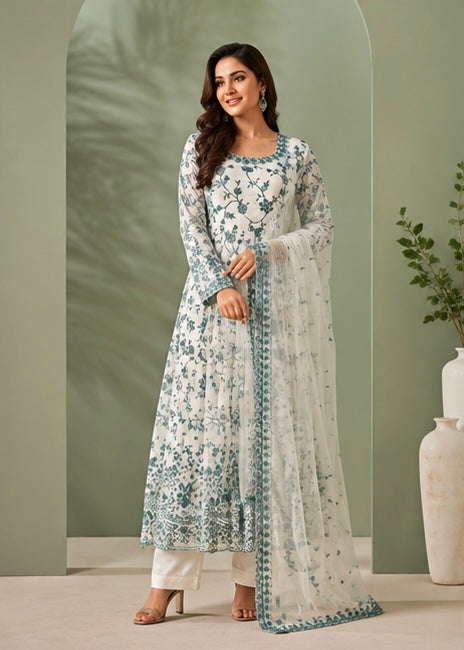 Flowery Embroidered anarkali set